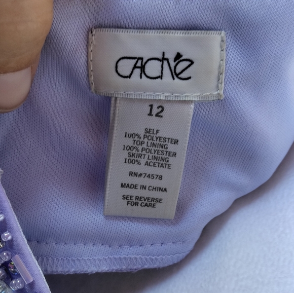 Cache Beautiful Purple Floor Length Rhinestoned Prom / Pageant Dress Size 12 - Picture 9 of 9